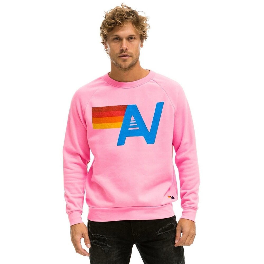 Aviator Nation Relaxed Logo Crew Sweatshirt Neon Pink Size S Unisex Pullover - Picture 7 of 7